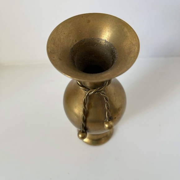 Vintage Brass Bud Vase with Rope Detail - Picture 2 of 2